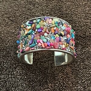 Colorful Stone-Embellished Cuff Bracelet